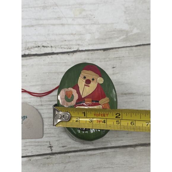 Vintage WheatStraw SANTA CHRISTMAS BOX Ornament Handcrafted Art Decor - Picture 5 of 9